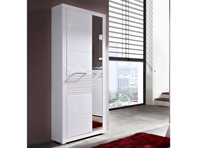 Garderobenschrank >Blondie< in Weiß-Hochglanz - 72x201x37cm (BxHxT)