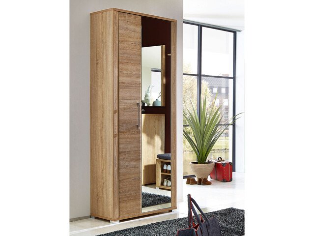 Garderobenschrank >Davenport< in Sonoma-Eiche hell aus MDF - 74x200x40cm (BxHxT)