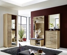 Garderobenschrank >Davenport< in Sonoma-Eiche hell aus MDF - 74x200x40cm (BxHxT)