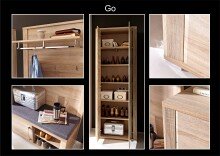 Sitzbank >Davenport< in Sonoma-Eiche hell aus MDF - 90x44x36cm (BxHxT)