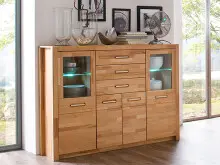Highboard >Leduc< in Kernbuche aus Metall -...