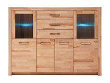 Highboard >Leduc< in Kernbuche aus Metall - 163x122x40cm (BxHxT)