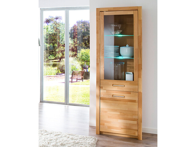 Vitrine >Leduc< in Kernbuche aus Metall - 66x203x40cm (BxHxT)