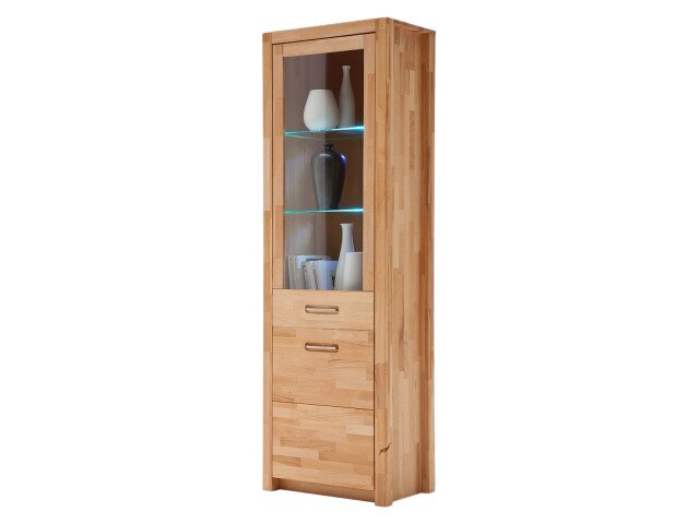 Vitrine >Leduc< in Kernbuche/LI aus Metall - 66x203x40cm (BxHxT)