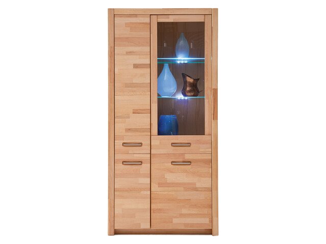 Vitrine >Leduc< in Kernbuche aus Metall - 98x203x40cm (BxHxT)