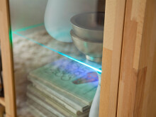 Wohnwand >Leduc< in Kernbuche aus Metall - 309x203x46cm (BxHxT)