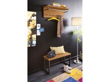 Wandgarderobe >Michael< in Wildeiche aus Massivholz - 80x30x26cm (BxHxT)