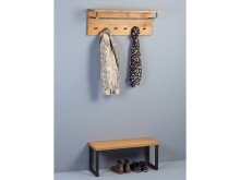 Wandgarderobe >Michael< in Wildeiche aus Massivholz - 80x30x26cm (BxHxT)