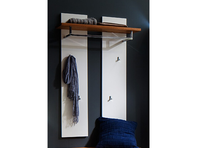 Garderobenpaneel >Lisa< in Weiß matt aus MDF - 91x135x25cm (BxHxT)