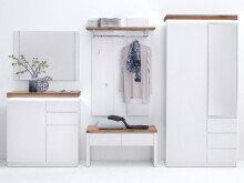 Garderoben-Set >Lisa< in Weiß matt Asteiche - 285x198x38 (BxHxT)