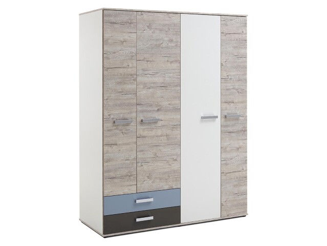 Drehtürenschrank >Ferdy< in Weiß - 150x193,5x60cm (BxHxT)