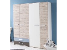 Drehtürenschrank >Ferdy< in Weiß - 150x193,5x60cm (BxHxT)