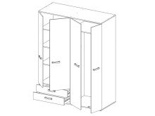 Drehtürenschrank >Ferdy< in Weiß - 150x193,5x60cm (BxHxT)