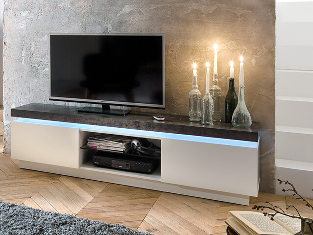 TV-Board >Atlanta< in Weiß matt aus MDF - 175x48x40cm (BxHxT)