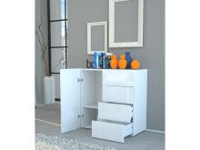 Highboard >Onda< in Weiß/Hochglanz - 90x81.2x40cm (BxHxT)