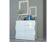 Highboard >Onda< in Weiß/Hochglanz - 90x81.2x40cm (BxHxT)