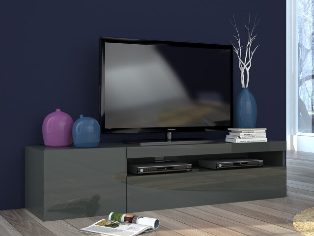 TV-Board >Daiquiri I< in Anthrazit/Hochglanz - 154,9x36,2x40cm (BxHxT)
