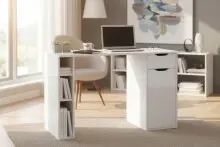 Schreibtisch >Max< in Icy-Weiß - 115x75x50cm...