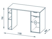 Schreibtisch >Max< in Icy-Weiß - 115x75x50cm (BxHxT)