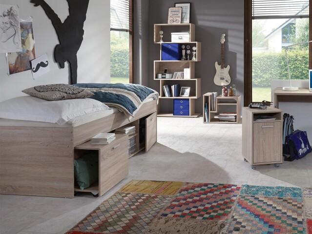 Bett >Richart I< in Eiche - 203,5x58,5x95,5cm (BxHxT)