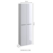 Seitenschrank >Parma II< in Weiß aus MDF - 50x181x20cm (BxHxT)
