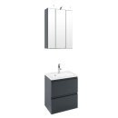 Waschtisch-Set >Cleo I< in Grau/Hochglanz aus MDF - 60cm (B)