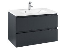 Waschtisch-Set >Cleo I< in Grau/Hochglanz aus MDF - 80cm (B)