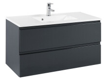 Waschtisch-Set >Cleo I< in Grau/Hochglanz aus MDF - 100cm (B)