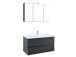 Waschtisch-Set >Cleo I< in Grau/Hochglanz aus MDF - 100cm (B)