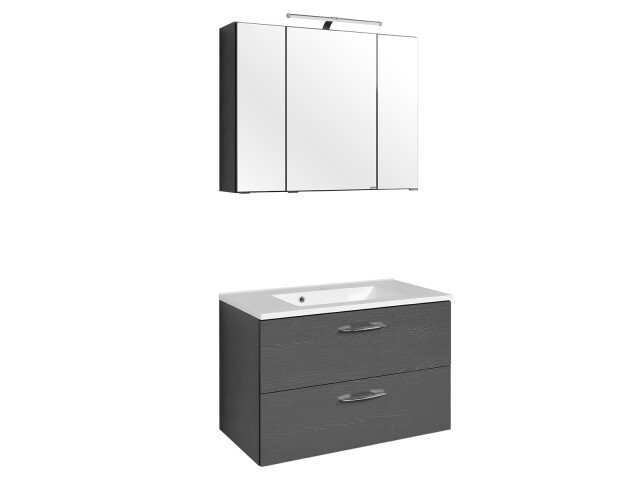 Waschtisch-Set >Porto I< in Graphitgrau aus Metall - 80cm (B)