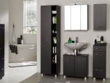 Waschbeckenunterschrank >Porto I< in Graphitgrau aus Metall - 60x59x35cm (BxHxT)