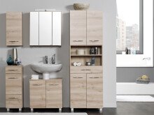 Waschbeckenunterschrank >Porto I< in silberfarben aus Metall - 60x59x35 (BxHxT)