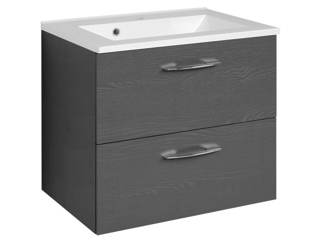 Waschtisch-Set >Porto I< in Graphitgrau aus Metall - 60x54x48cm (BxHxT)