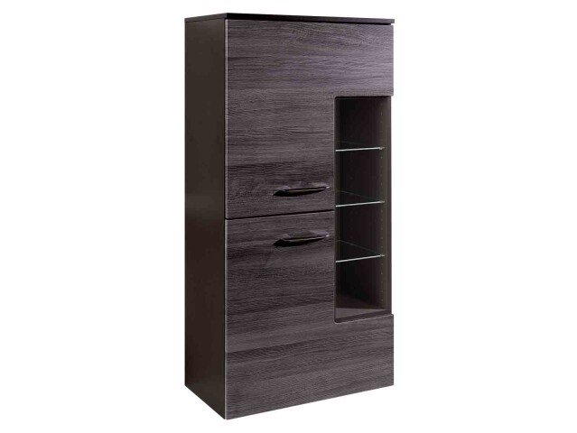 Midischrank >Graphit III< in Graphitgrau aus Glas - 65x130x35cm (BxHxT)