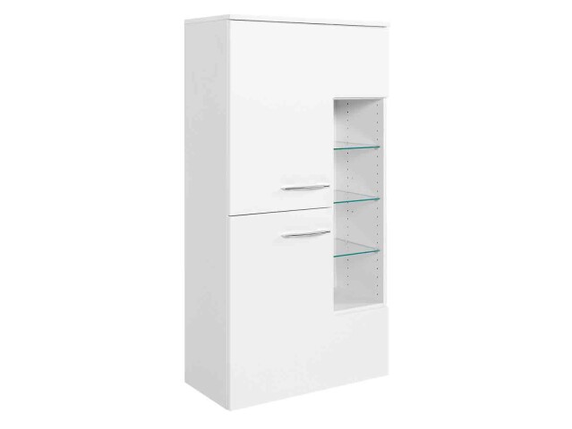 Midischrank >Graphit III< in Weiß aus Glas - 65x130x35cm (BxHxT)