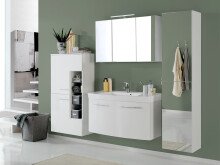 Midischrank >Graphit III< in Weiß aus Glas - 65x130x35cm (BxHxT)