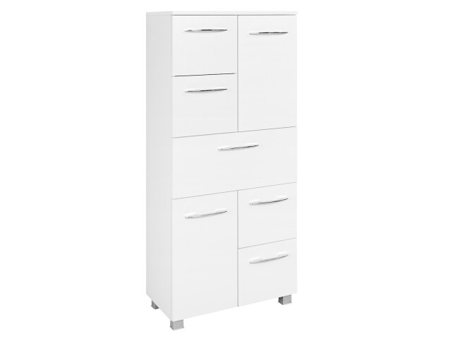 Midischrank >Porto I< in Weiß aus Metall - 60x134x35cm (BxHxT)
