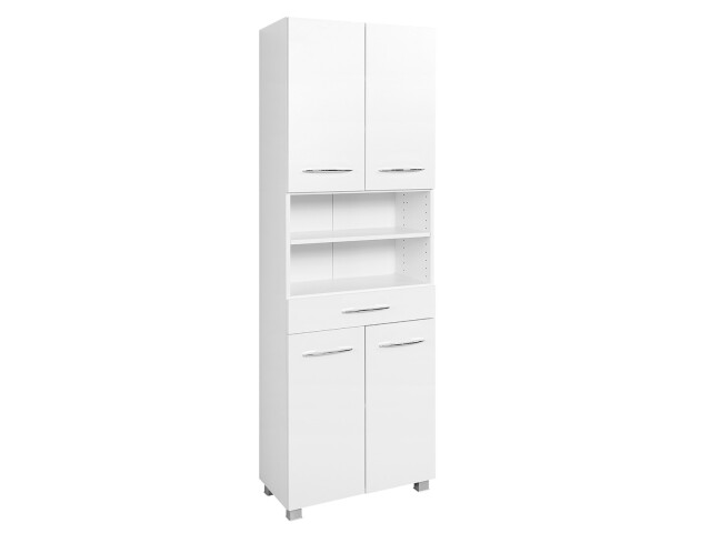 Seitenschrank >Porto II< in Weiß aus Metall - 60x185x35cm (BxHxT)