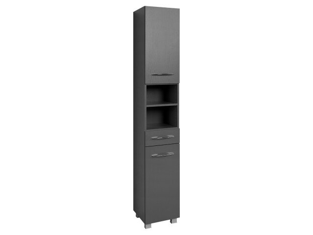 Seitenschrank >Porto III< in Graphitgrau aus Metall - 30x185x35cm (BxHxT)