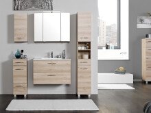 Seitenschrank >Porto III< in silberfarben aus Metall - 30x185x35cm (BxHxT)