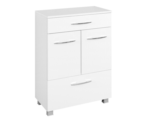 Unterschrank >Porto I< in silberfarben aus Metall - 60x84x35cm (BxHxT)