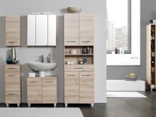 Unterschrank >Porto II< in silberfarben aus Metall - 30x84x35cm (BxHxT)