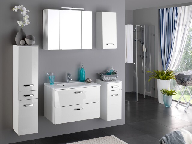 Badezimmer-Set >Bologna< in Weiß, Weiß-Hochglanz