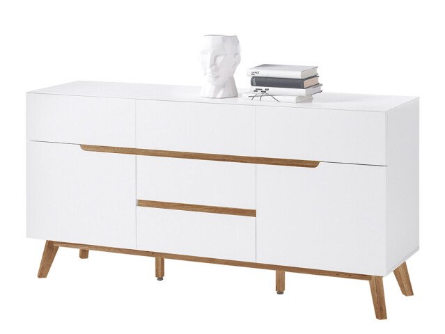 Kommode >Griffith< in Weiß/Matt aus MDF - 145x76x40cm (BxHxT)