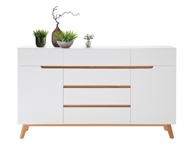 Sideboard >Griffith< in Weiß/Matt aus MDF - 169x101x40cm (BxHxT)