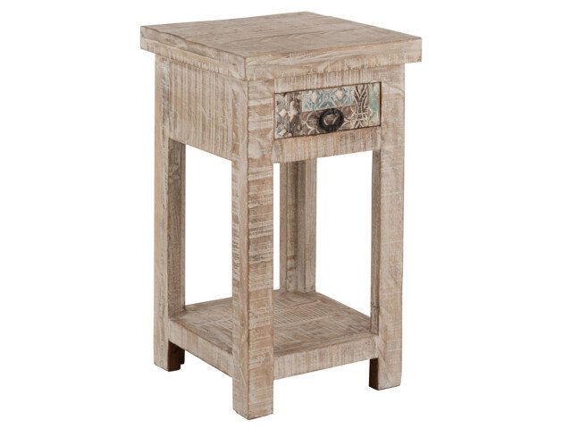 Beistelltisch >Singrauli< in ANTIQUE weiß aus Mangoholz - 35x75x35cm (BxHxT)