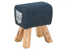 Sitzhocker >Purnia III< in Jeans aus Massivholz -...