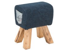 Sitzhocker >Purnia III< in Jeans aus Massivholz -...