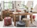 Sitzhocker >Purnia III< in Jeans aus Massivholz - 40x48x30cm (BxHxT)