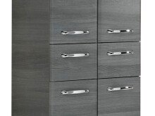 Midischrank >Abelica II< in Graphit Struktur aus Glas - 60x141x33cm (BxHxT)